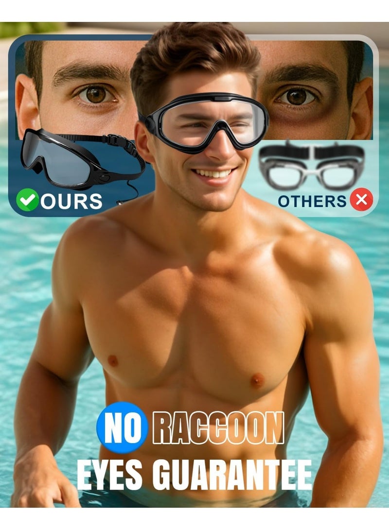 Cuken 1 Pack Professional Swim Goggles, Ultra Wide 180° Vision Swimming Goggles for Adults, Anti-Fog UV Protection Comfortable No Leak Swimming Glasses, Adjustable Strap for Men Women Kids, Black Frame with Clear Lens - Image 4